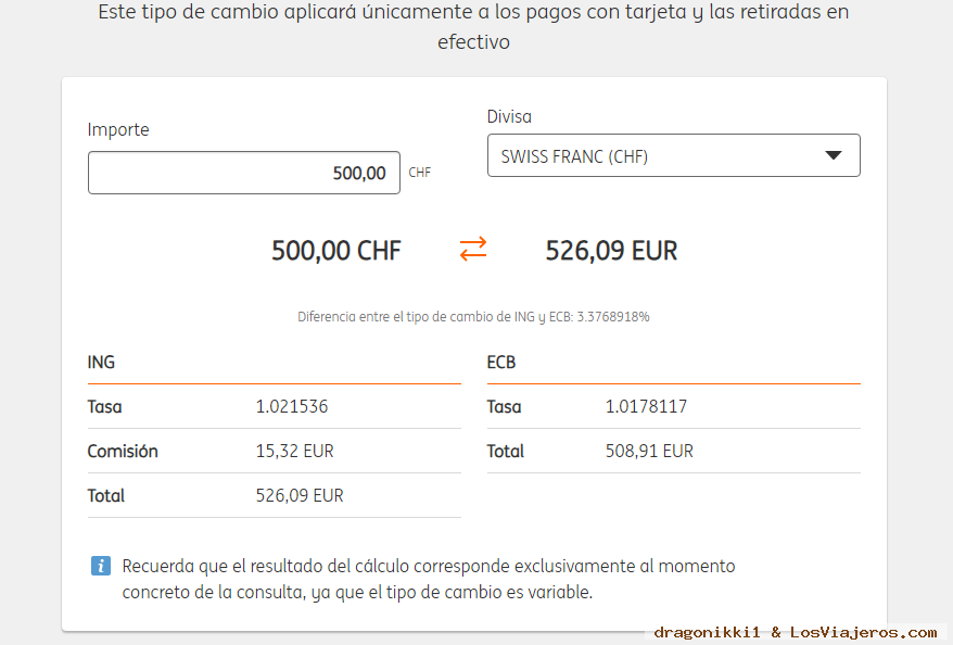 Cambio de Euros a Francos Suizos y viceversa