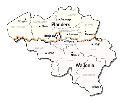 Mapa Bélgica, Bruselas, Brujas y Gante - Itinerarios