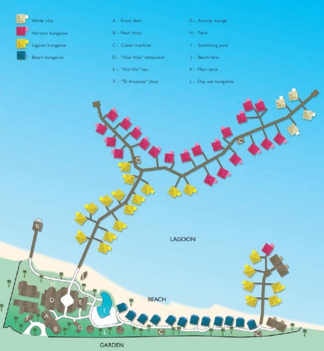 Mapa de situación Cabañas Intercontinental Le Moana, Hoteles en Bora Bora, Polinesia 0