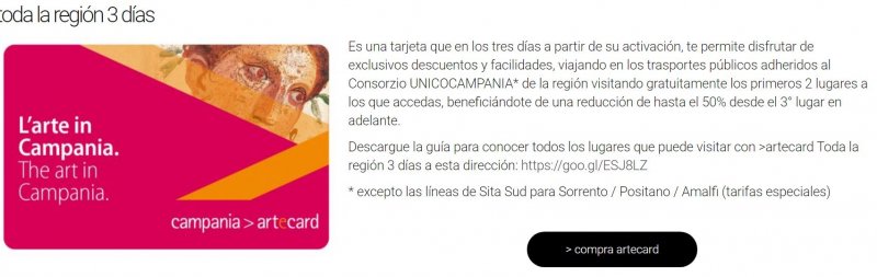 Tarjeta Artecard: Precios, opiniones - Nápoles - Italia