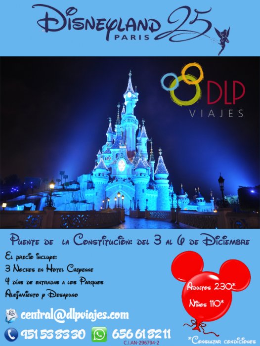 SUPEROFERTA a Disneyland Paris desde 3 octubre DLP VIAJES