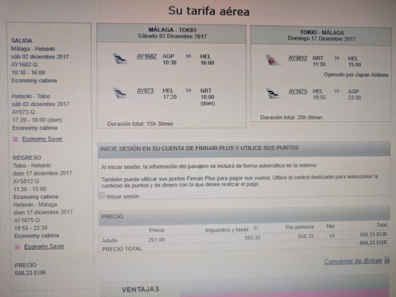 desde Malaga-FINLANDIA, Vuelos a Japón: compañías aéreas, multidestinos 1