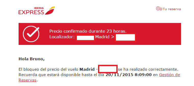 E-mail de confirmacion, Iberia Express: Proceso de compra por web engañoso 0