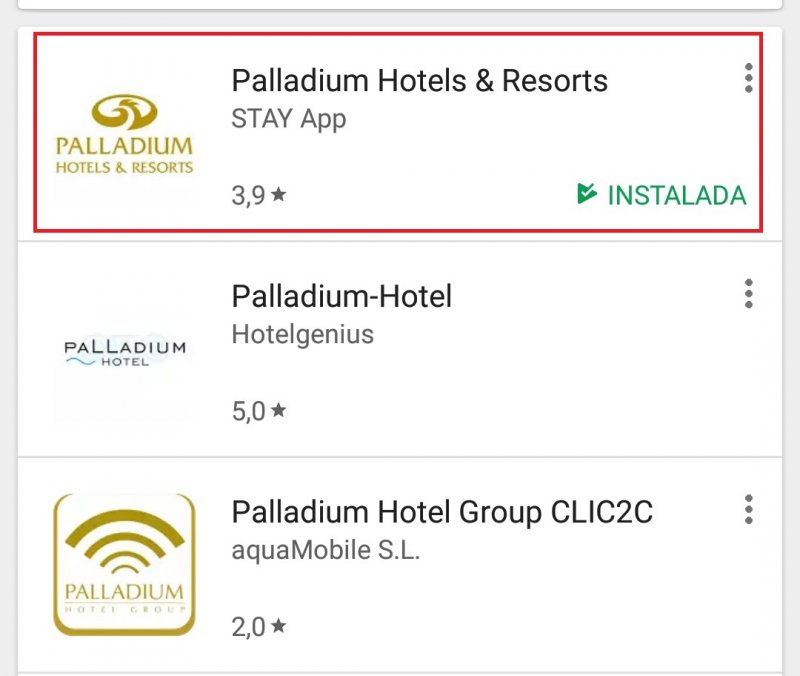 App de los Hoteles Palladium en Riviera Maya