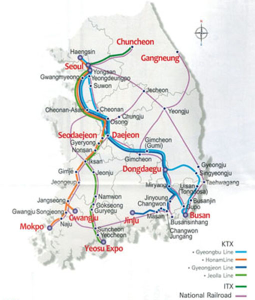 Red ferroviaria, Transporte Público en Corea del Sur