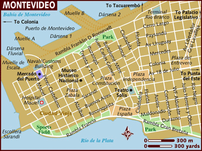 Mapa del Centro de Montevideo, Montevideo: que ver, alojamientos y transportes- Uruguay 1