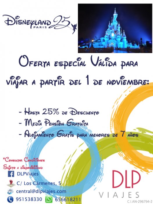 Oferta Especial 2017-18, SUPEROFERTA a Disneyland Paris desde 3 octubre DLP VIAJES