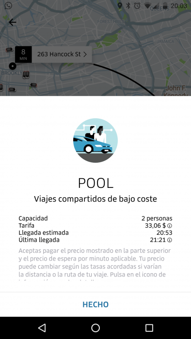 UBER en Nueva York (coches con conductor) Transporte