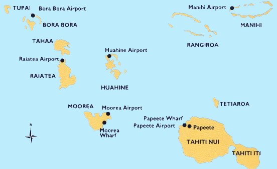 Mapa de Tahiti 2, Viajar a Tahití: Hoteles, Excursiones, Comer - Polinesia