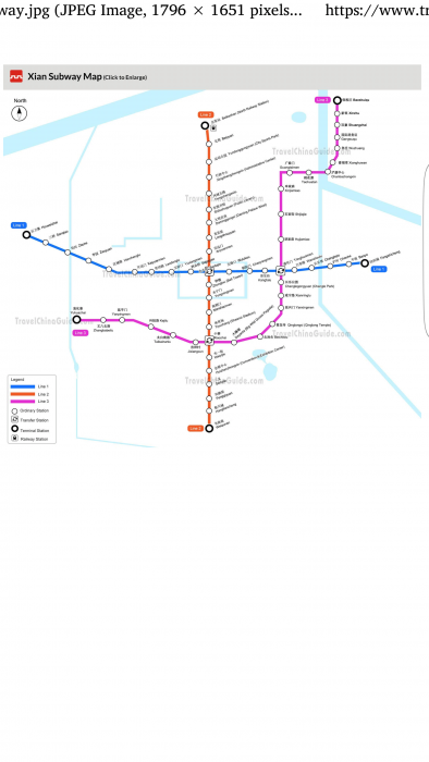 Mapa metro. 3 lineas, XIAN: qué ver, Hoteles, Excursiones - Shaanxi 0