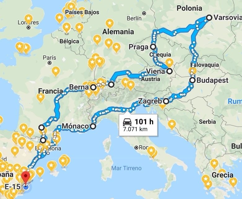 Mapa de la Ruta, Se busca compañero / a para viaje en Autocaravana por Europa