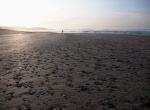 Playa de Baldaio en invierno al atardecer