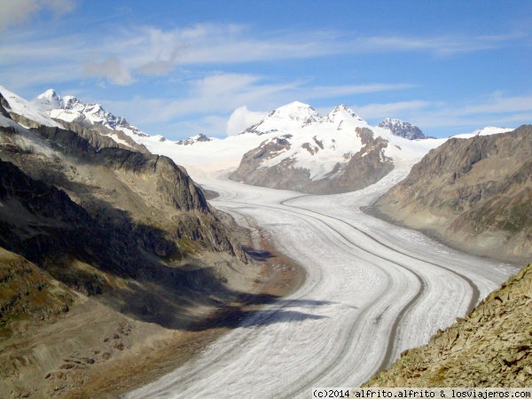 Aletschgletcher desde Eggishorn
Vista del Glaciar Aletsch desde la zona junto a teleférico de Eggishorn
