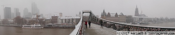 Eiserner Steg Frankfurta am Main
Antiguo puente de acero, al fondo se observa el barrio de Schasenhäuser
