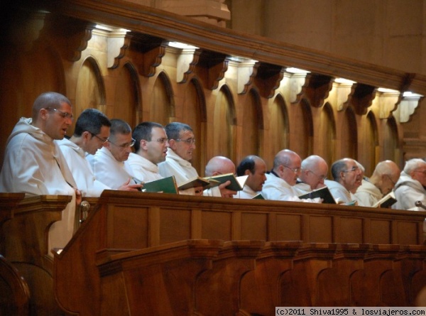 Monjes de Poblet (Tarragona)
El monasterio todavía se encuentra en activo. Monjes cantando misa.
