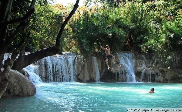 Tarzan??
Pues no!! jejeje!! soy yo, mi presentacion en imagen en Kuoung Si en Luang Prabang
