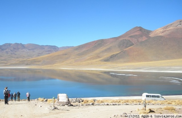 Laguna Miscanti
Laguna en la que se reflejan los cerros de variados colores y que le dan un aspecto de pintura, el agua casi no se mueve.
