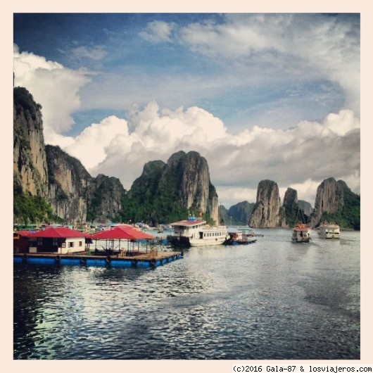 Bahía de Halong
Halog bay una de las maravillas de Vietnam, dormir en medio de la bahía dentro d unos d sus barcos de madera, es de las mejores experiencias de allí, eso sí no os bañéis o tendréis que iros derechos a la ducha.
