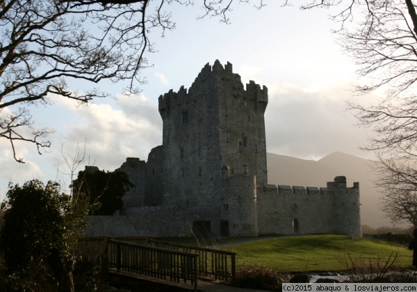 Castillo de Ross
Uno de los más atractivos castillos irlandeses por su emplazamiento es el de Ross, a orillas de un lago en Killarney
