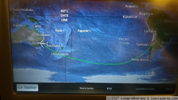 Rozando el Círculo Polar Antártico
Vuelo directo de Quantas entre Santiago de Chile y Sídney
