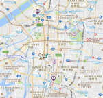 Mapa de los sitios que visitamos en Osaka
