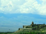 Khor Virap and, amidst the clouds, Mount Ararat