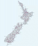 Mapa de las 2 islas de New Zealand