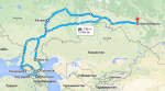 El mapa del nuestro viaje por Rusia, Georgia, Armenia, Azerbaidzan y Abjasia
