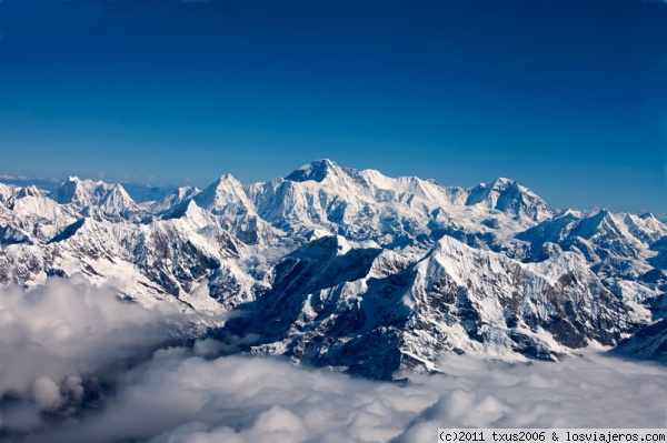 Montañas del Himalaya con el Everest al fondo
Cordillera del Himalaya
