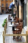 Estocolmo, terraza de una cafeteria en Gamla Stan