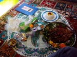 Comida en restaurante tradicional en Isfahán