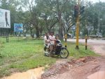 The whole family on a motorcycle. Batam