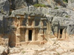 Detail of rock tombs of Myra ( Demre ) Antalya