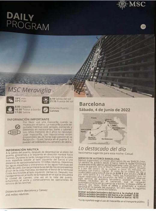 Diario1, Msc Meraviglia 3