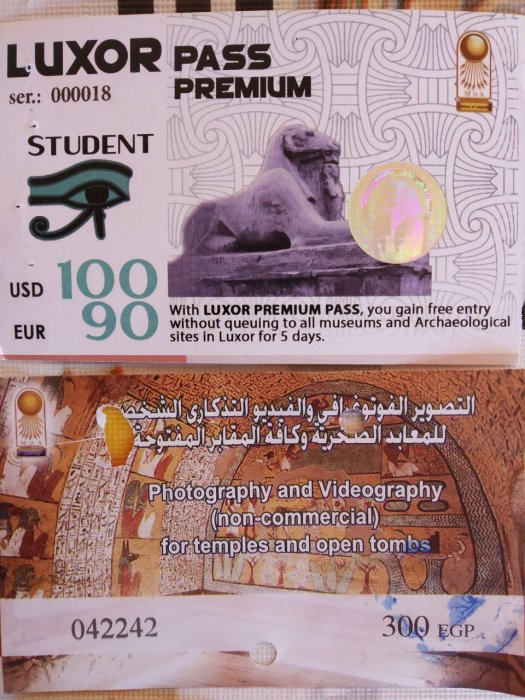 Precios Entradas a Monumentos y Museos de Egipto 1