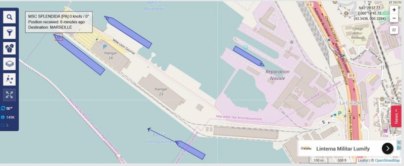 Marsella.... mirar en la foto, frente al "Hangar 23" es la parada de los free shuttle o bus gratis que te sacan de la terminal o puerto.., Msc Splendida- Salidas Febrero 1