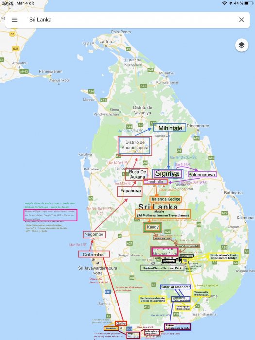 Itinerarios/ Rutas Sri Lanka