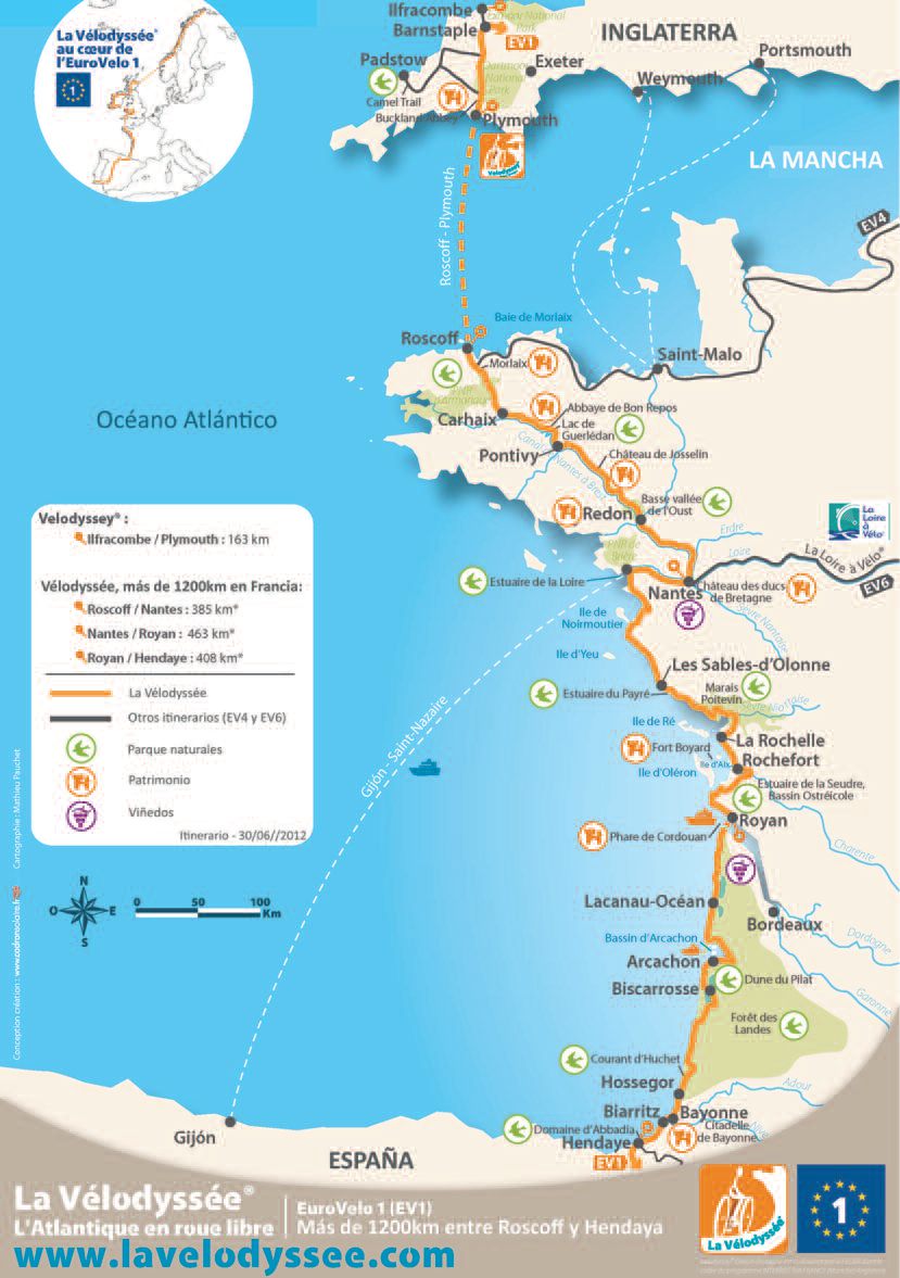 La Vélodyssée: ruta en bicicleta por la Costa Atlántica de Francia, Ruta-Francia (1)