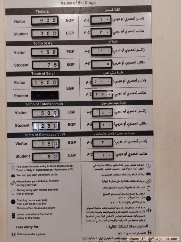 Precios Entradas a Monumentos y Museos de Egipto