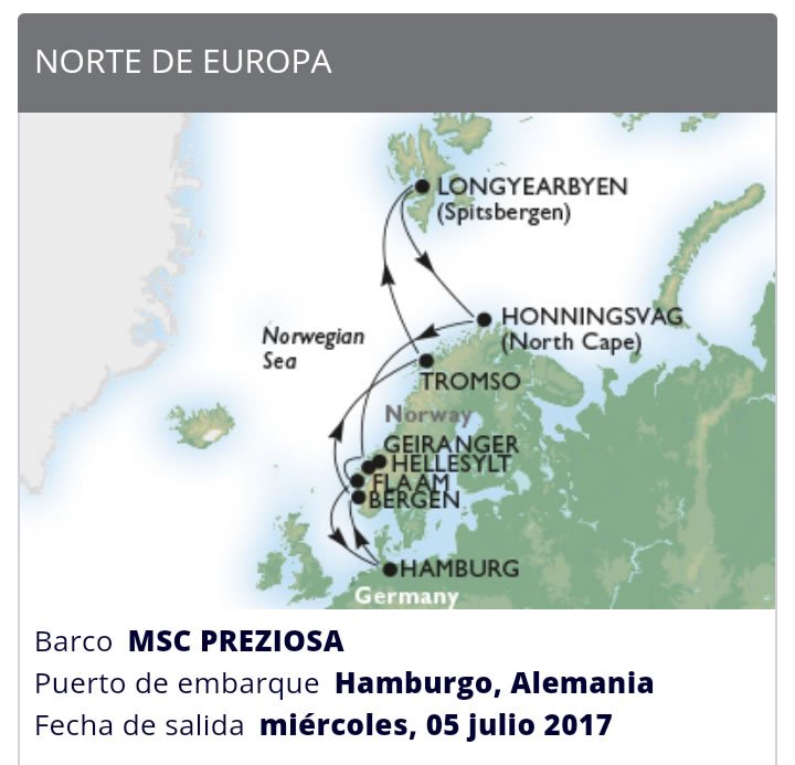 MSC PREZIOSA Fiordos Noruegos y Cabo Norte