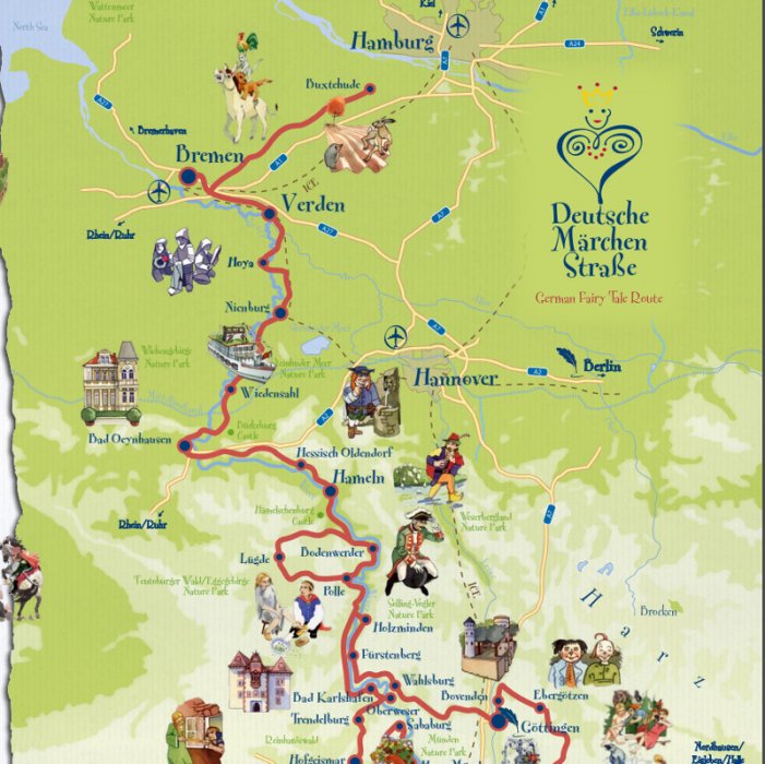 Mapa Ruta Cuentos de Alemania 1, Ruta Cuentos de Hadas Alemania 1