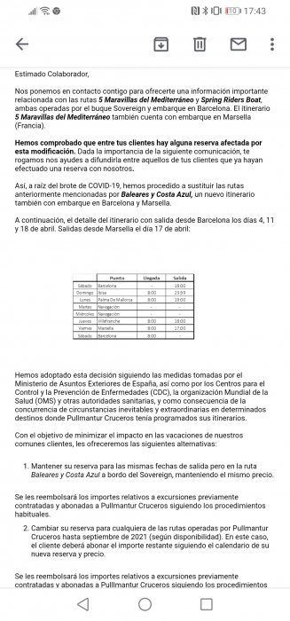 Cancelación Cruceros de Pullmantur: bonos, reembolso, cambio 1