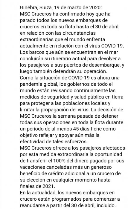 Coronavirus y Cruceros: restricciones y cancelaciones