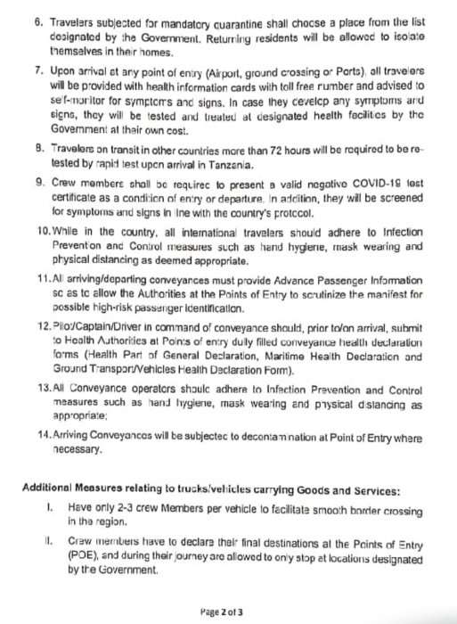 Comunicado gobierno Tanzania 2 de 3, Viajar a Tanzania en tiempos de Covid: dudas, experiencias 1