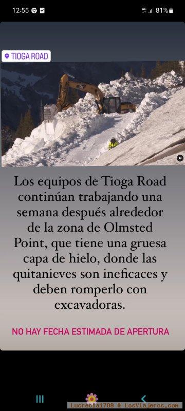 Tioga Pass cerrado; ruta alternativa acceso a Yosemite NP