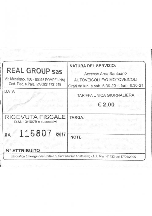 Ticket del parking, Pompeya - Herculano/Ercolano (Italia): parking, aparcar, aparcamiento 0