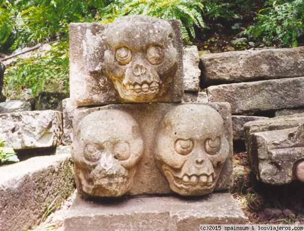 Tres calaveras - Copan - Honduras
Tres Calaveras de piedra en el sitio arqueológico de Copán. Copan era una ciudad maya.
