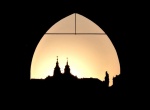 Prague: two towers silhouette