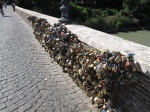 Detail of the conglomerate of padlocks in Ponte Milvio