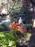 Monje realizando sus tareas en el jardin de la Gran Pagoda del Ganso Salvaje